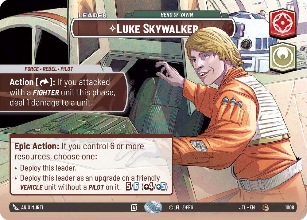 Luke Skywalker - Hero of Yavin (1008) (Showcase) (1008) [Jump to Lightspeed] | Cards and Coasters CA