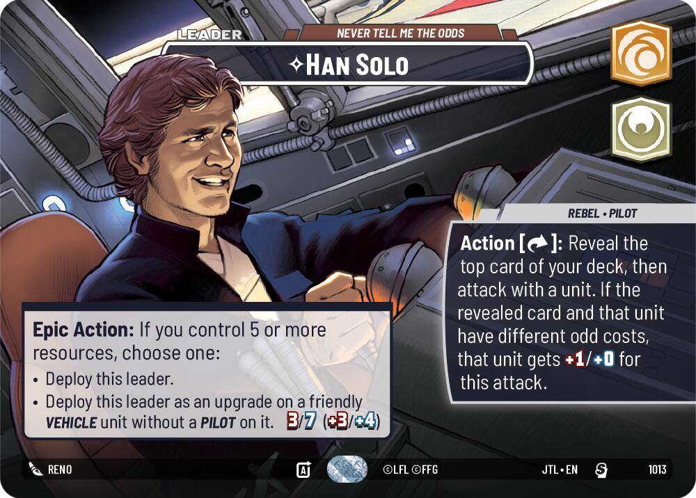 Han Solo - Never Tell Me the Odds (1013) (Showcase) (1013) [Jump to Lightspeed] | Cards and Coasters CA
