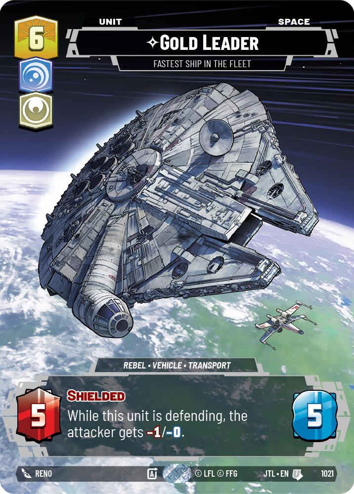 Gold Leader - Fastest Ship in the Fleet (1021) (Prestige) (1021) [Jump to Lightspeed] | Cards and Coasters CA
