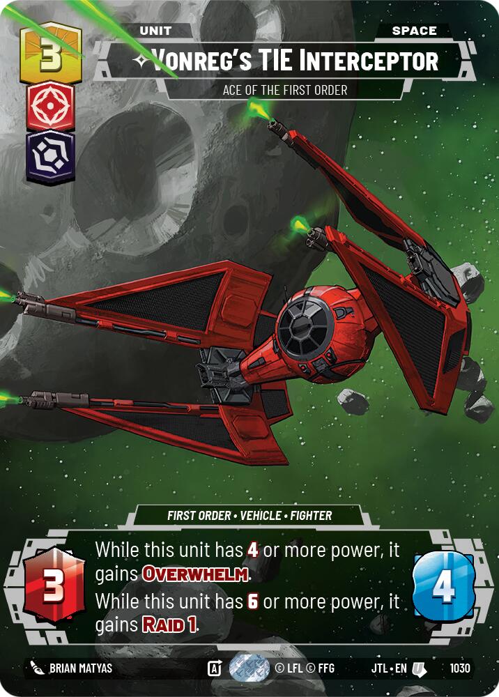 Vonreg's TIE Interceptor - Ace of the First Order (1030) (Prestige) (1030) [Jump to Lightspeed] | Cards and Coasters CA