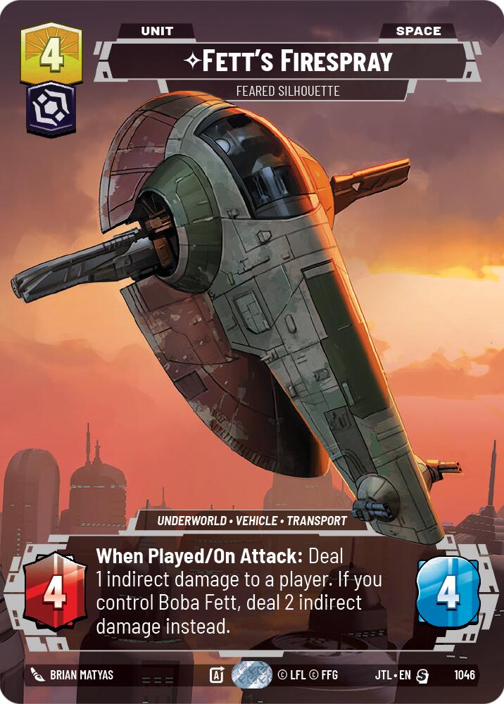 Fett's Firespray - Feared Silhouette (1046) (Prestige) (1046) [Jump to Lightspeed] | Cards and Coasters CA