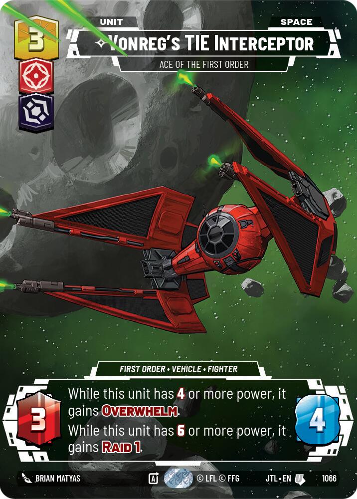 Vonreg's TIE Interceptor - Ace of the First Order (1066) (Prestige Foil) (1066) [Jump to Lightspeed] | Cards and Coasters CA