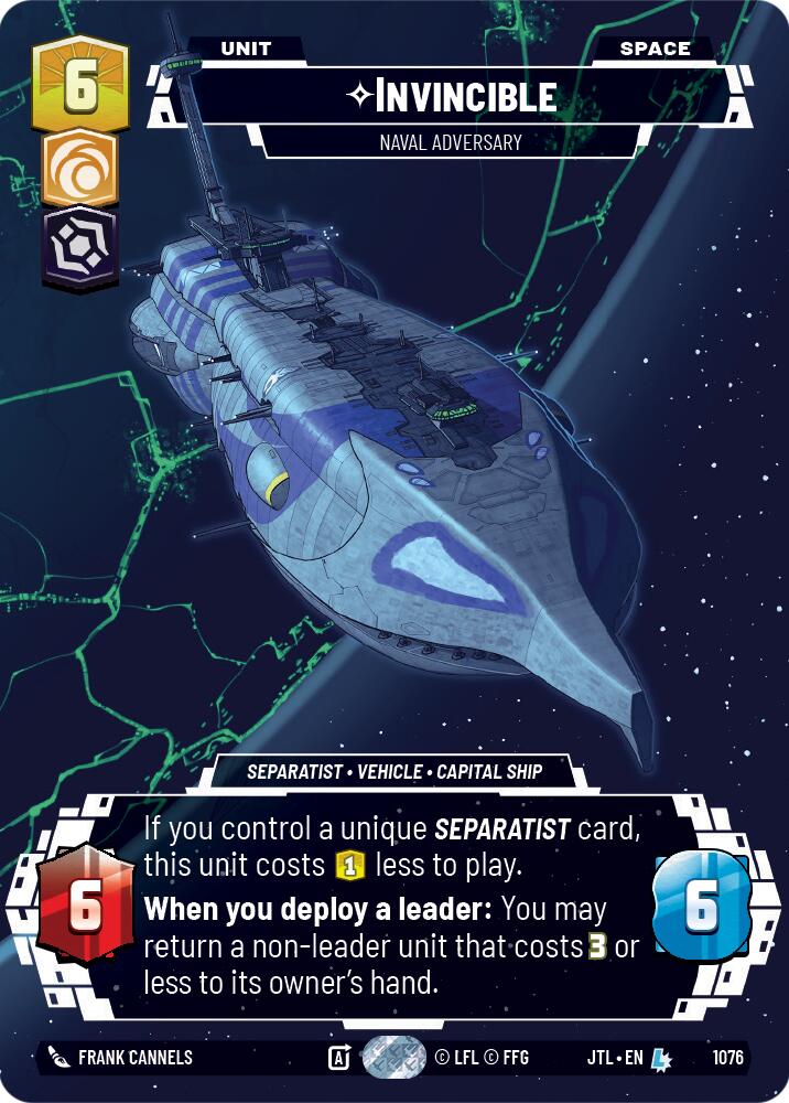 Invincible - Naval Adversary (1076) (Prestige Foil) (1076) [Jump to Lightspeed] | Cards and Coasters CA