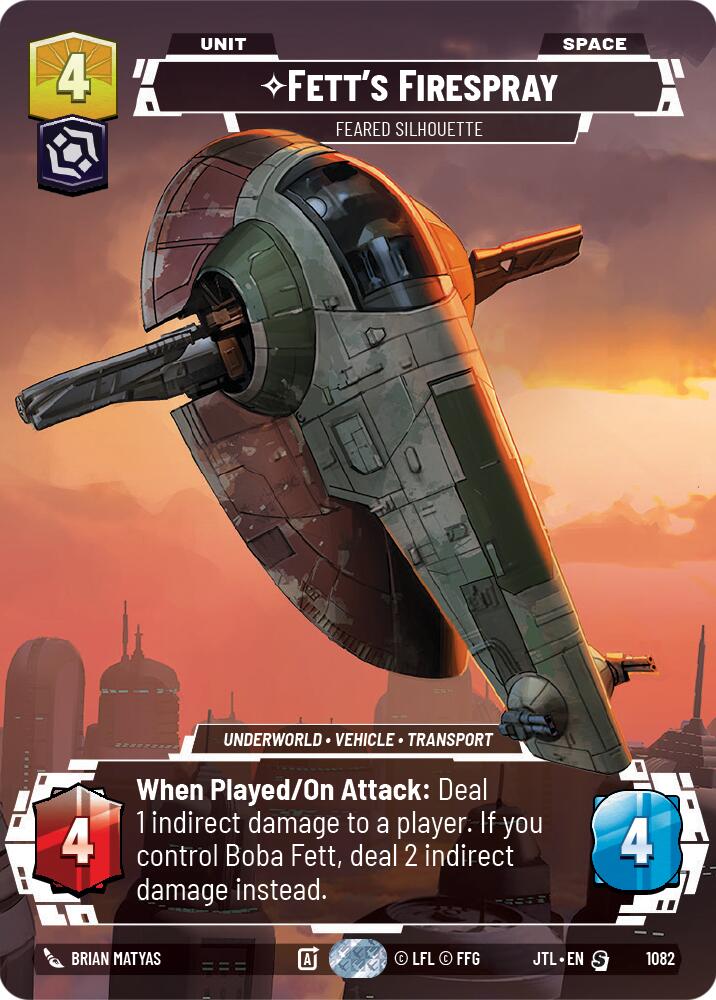 Fett's Firespray - Feared Silhouette (1082) (Prestige Foil) (1082) [Jump to Lightspeed] | Cards and Coasters CA