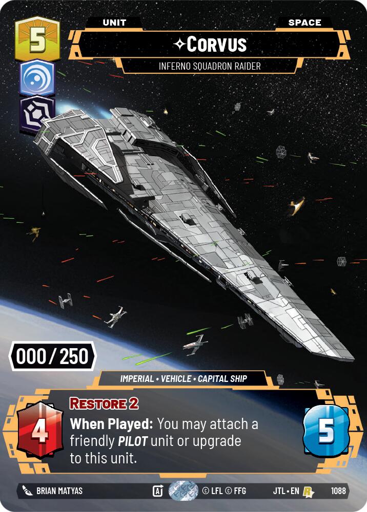 Corvus - Inferno Squadron Raider (1088) (Serialized) (1088) [Jump to Lightspeed] | Cards and Coasters CA