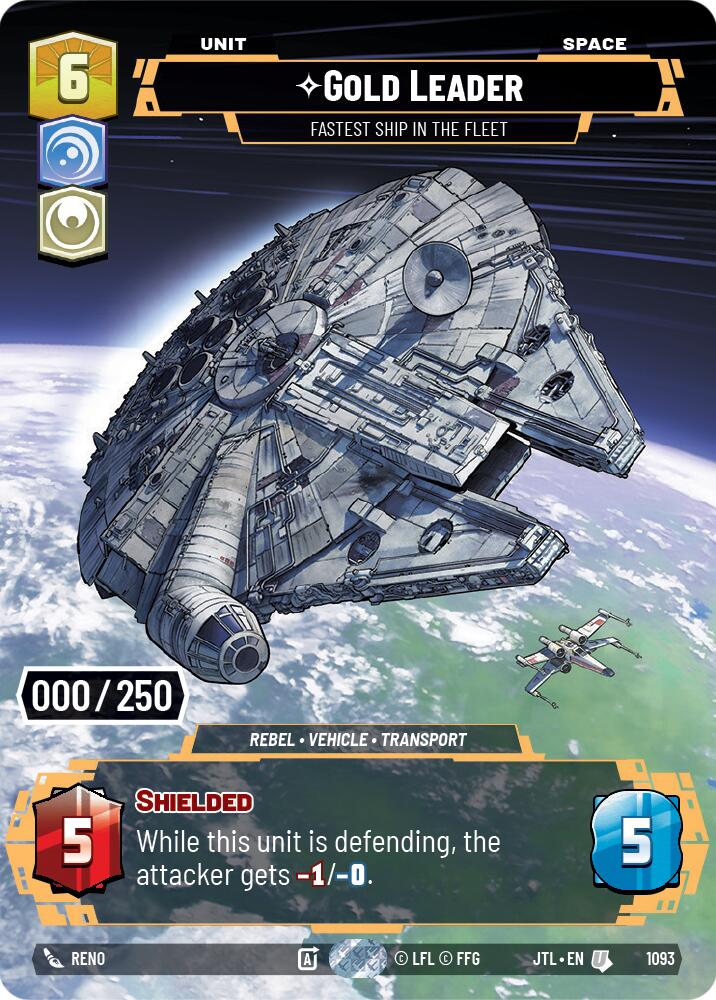 Gold Leader - Fastest Ship in the Fleet (1093) (Serialized) (1093) [Jump to Lightspeed] | Cards and Coasters CA