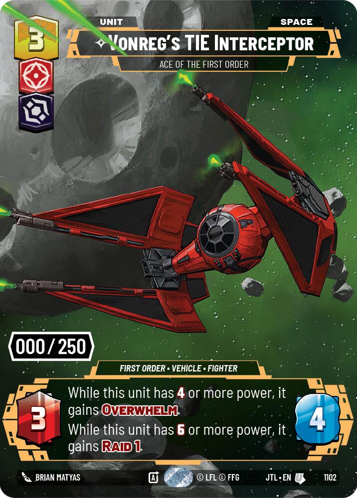 Vonreg's TIE Interceptor - Ace of the First Order (1102) (Serialized) (1102) [Jump to Lightspeed] | Cards and Coasters CA