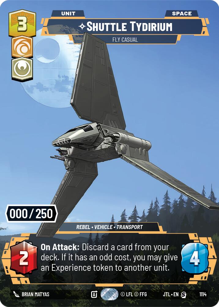 Shuttle Tydirium - Fly Casual (1114) (Serialized) (1114) [Jump to Lightspeed] | Cards and Coasters CA
