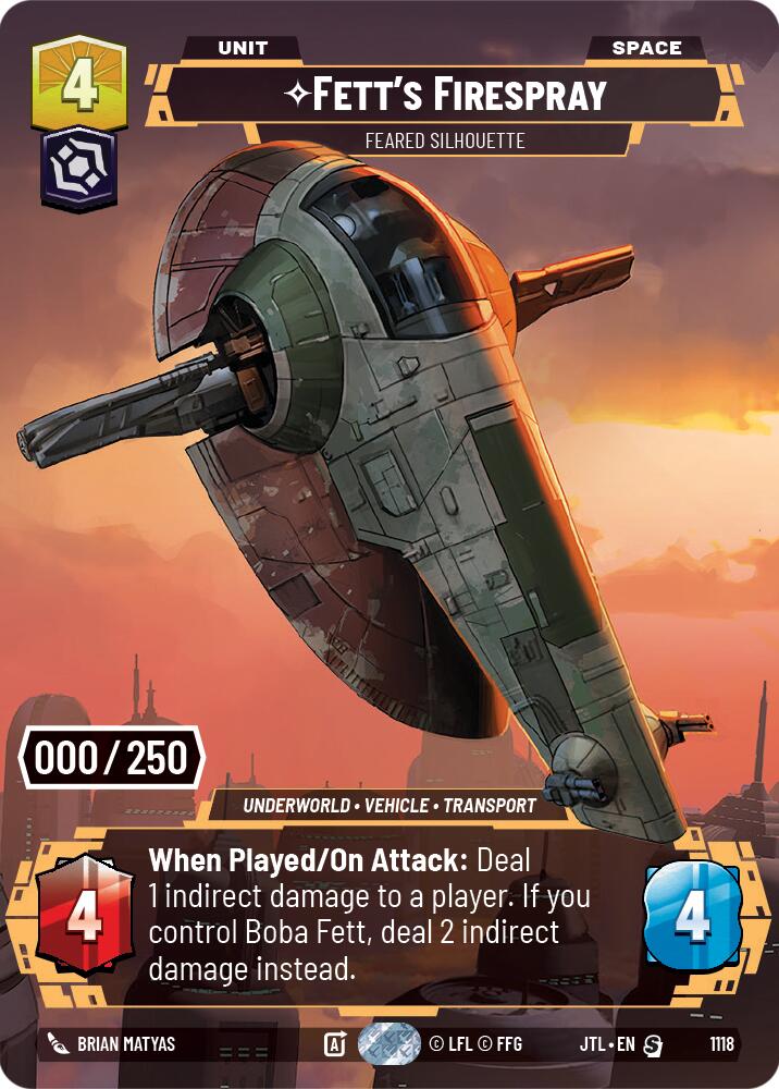 Fett's Firespray - Feared Silhouette (1118) (Serialized) (1118) [Jump to Lightspeed] | Cards and Coasters CA