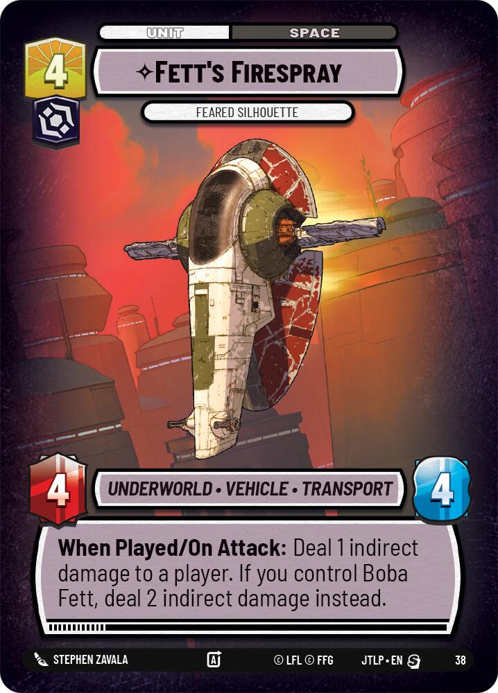 Fett's Firespray - Feared Silhouette (Foil) (38) [Jump to Lightspeed: Weekly Play] | Cards and Coasters CA