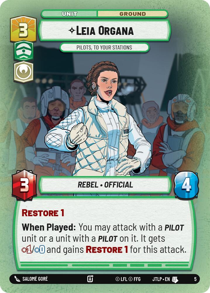 Leia Organa - Pilots, To Your Stations (5) [Jump to Lightspeed: Weekly Play] | Cards and Coasters CA