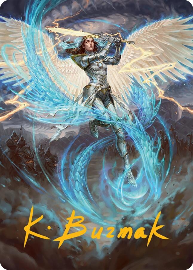 Elspeth, Storm Slayer Art Card (49/54) (Gold-Stamped Signature) [Tarkir: Dragonstorm Art Series] | Cards and Coasters CA