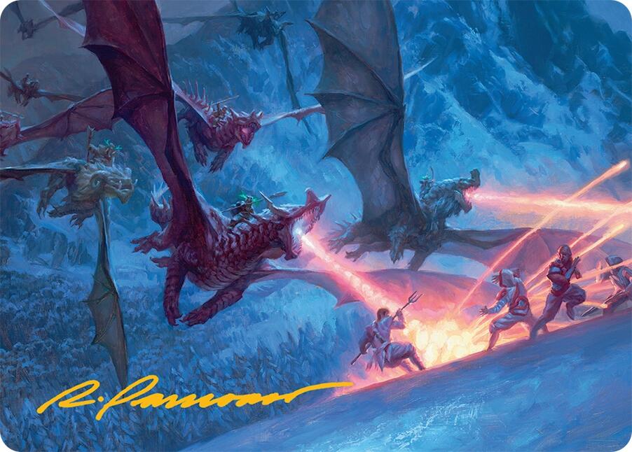 Dragonback Assault Art Card (22/54) (Gold-Stamped Signature) [Tarkir: Dragonstorm Art Series] | Cards and Coasters CA