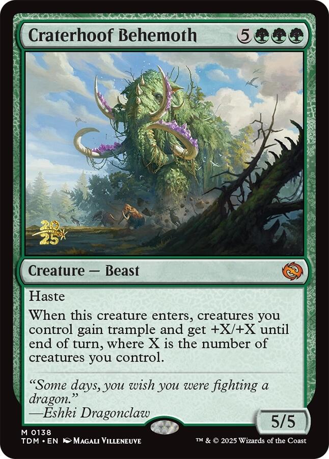 Craterhoof Behemoth [Tarkir: Dragonstorm Prerelease Promos] | Cards and Coasters CA