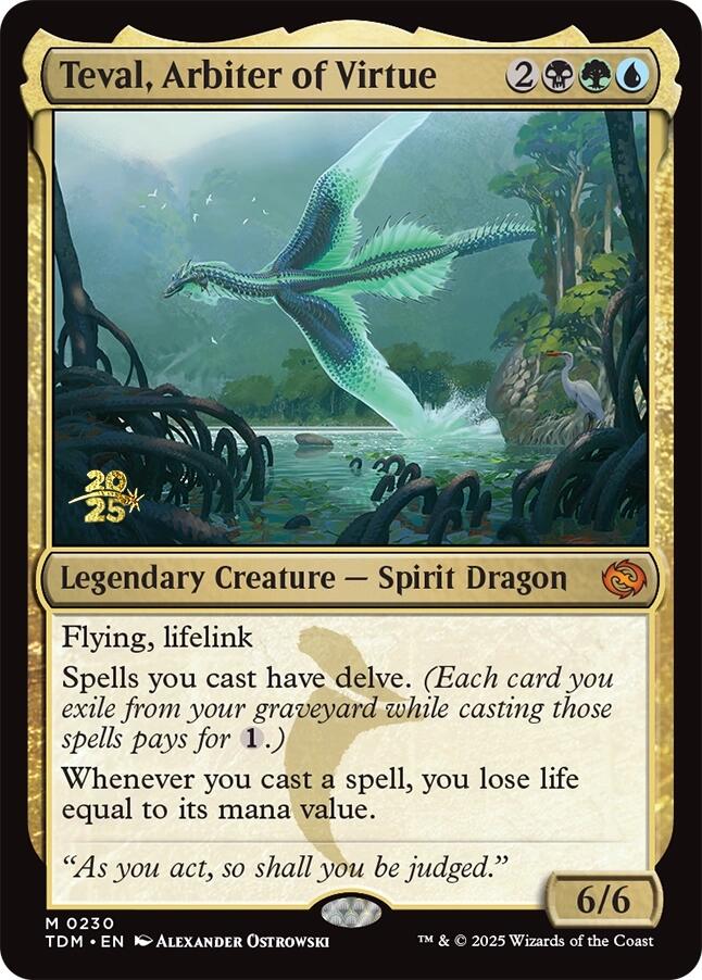 Teval, Arbiter of Virtue [Tarkir: Dragonstorm Prerelease Promos] | Cards and Coasters CA