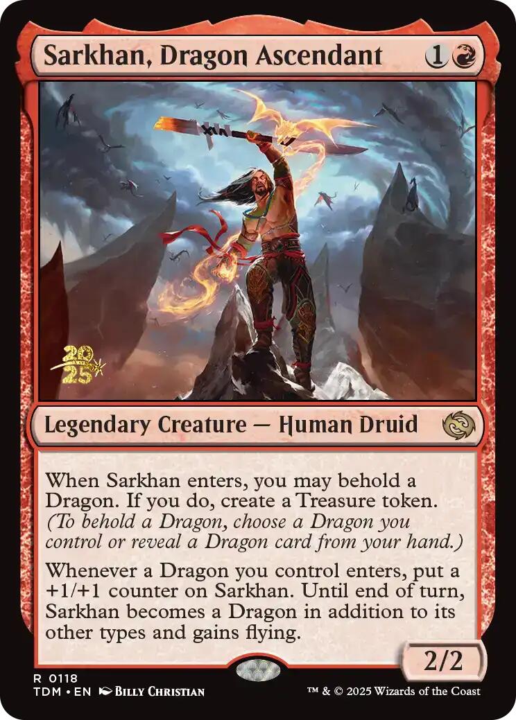 Sarkhan, Dragon Ascendant [Tarkir: Dragonstorm Prerelease Promos] | Cards and Coasters CA