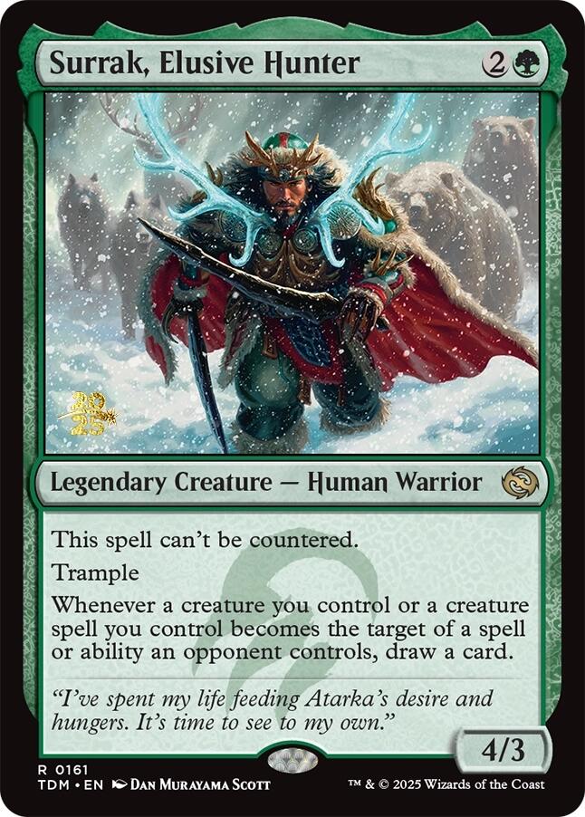 Surrak, Elusive Hunter [Tarkir: Dragonstorm Prerelease Promos] | Cards and Coasters CA