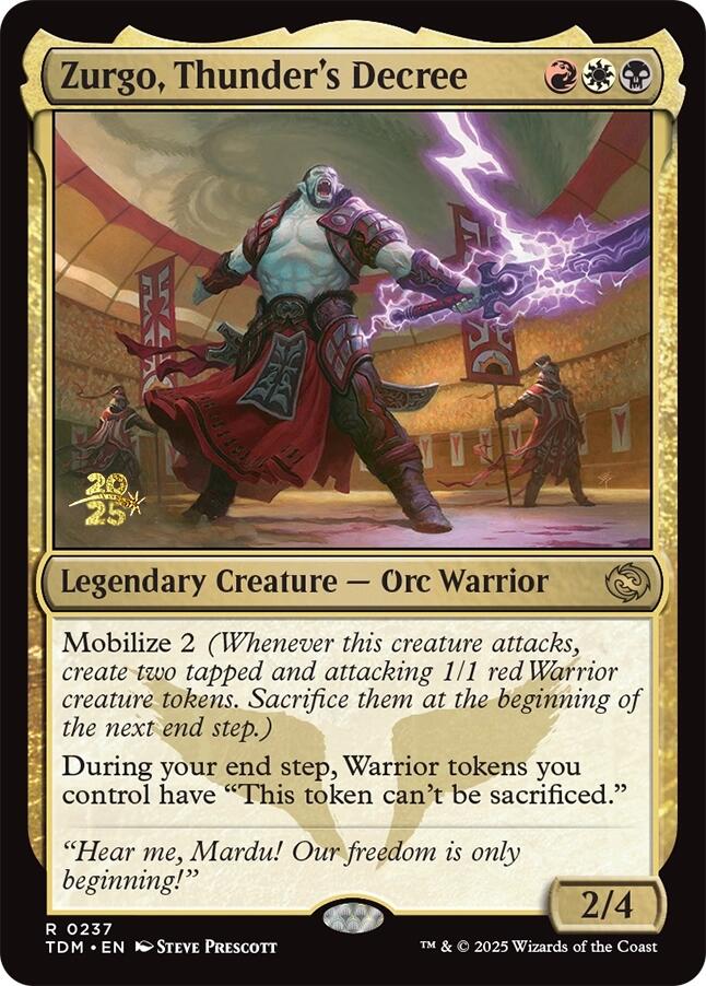 Zurgo, Thunder's Decree [Tarkir: Dragonstorm Prerelease Promos] | Cards and Coasters CA