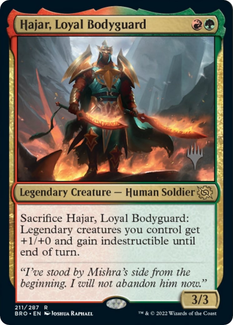 Hajar, Loyal Bodyguard (Promo Pack) [The Brothers' War Promos] | Cards and Coasters CA