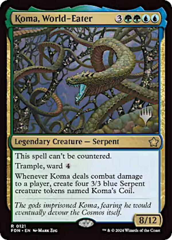 Koma, World-Eater (Promo Pack) [Aetherdrift Promos] | Cards and Coasters CA