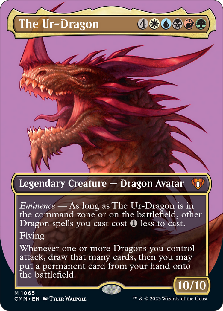 The Ur-Dragon (Borderless Textured Foil Frame Break) [Commander Masters] | Cards and Coasters CA