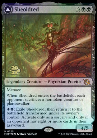 Sheoldred // The True Scriptures [March of the Machine Prerelease Promos] | Cards and Coasters CA