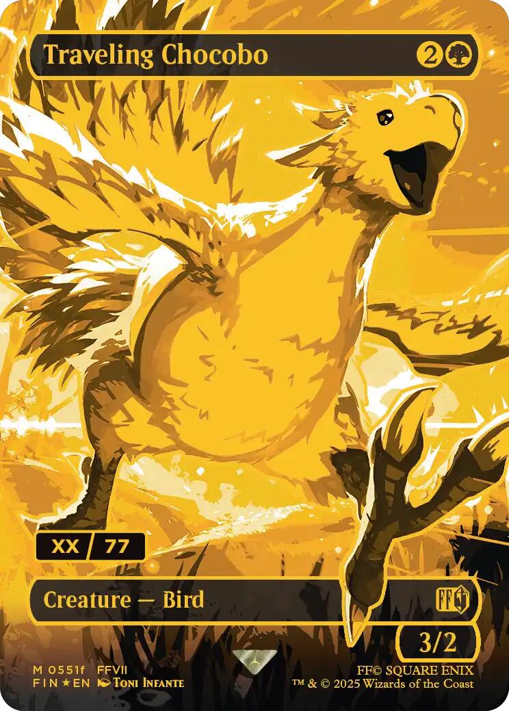 Traveling Chocobo (Borderless) (Serial Numbered) [FINAL FANTASY] | Cards and Coasters CA