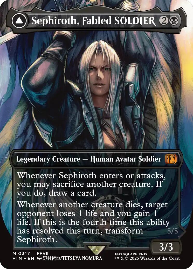 Sephiroth, Fabled SOLDIER // Sephiroth, One-Winged Angel (Borderless) (0317) [FINAL FANTASY] | Cards and Coasters CA
