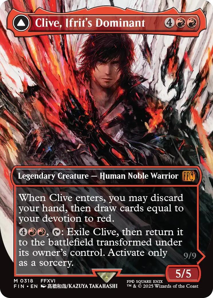 Clive, Ifrit's Dominant // Ifrit, Warden of Inferno (Borderless) (0318) [FINAL FANTASY] | Cards and Coasters CA