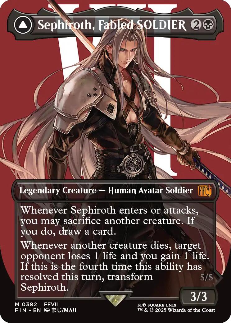 Sephiroth, Fabled SOLDIER // Sephiroth, One-Winged Angel (Borderless) (0382) [FINAL FANTASY] | Cards and Coasters CA