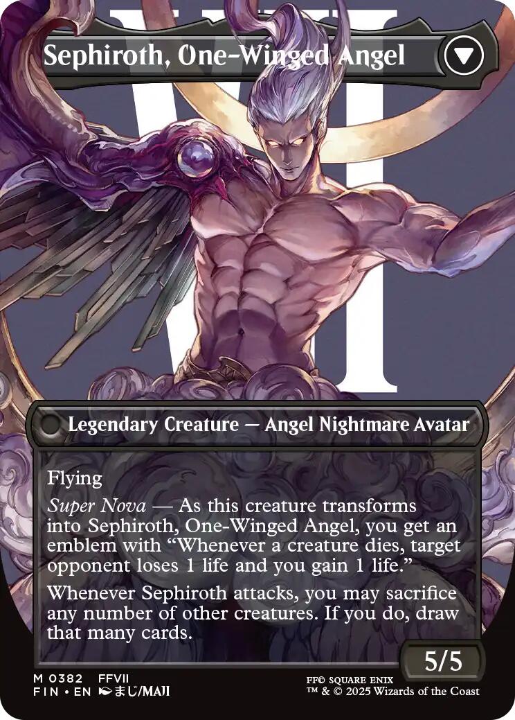 Sephiroth, Fabled SOLDIER // Sephiroth, One-Winged Angel (Borderless) (0382) [FINAL FANTASY] | Cards and Coasters CA