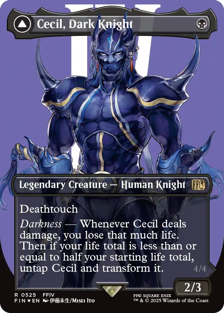 Cecil, Dark Knight // Cecil, Redeemed Paladin (Borderless) (Surge Foil) [FINAL FANTASY] | Cards and Coasters CA