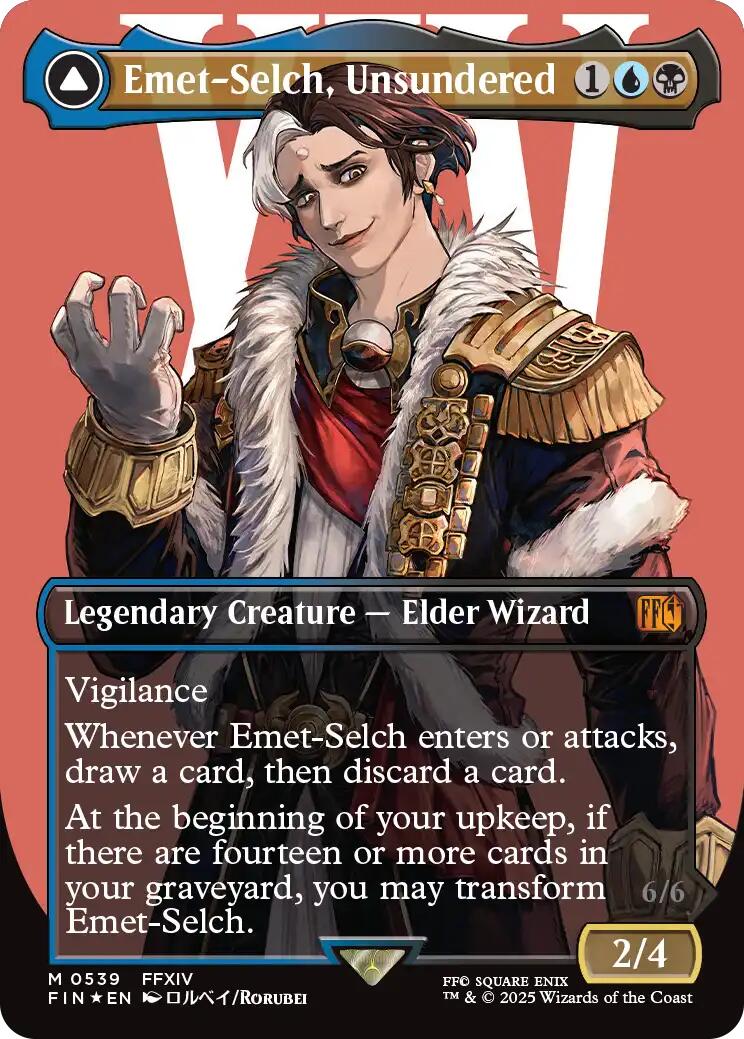 Emet-Selch, Unsundered // Hades, Sorcerer of Eld (Borderless) (Surge Foil) [FINAL FANTASY] | Cards and Coasters CA