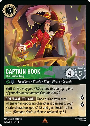 Captain Hook - The Pirate King (109/204) [Reign of Jafar] | Cards and Coasters CA