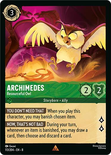 Archimedes - Resourceful Owl (113/204) [Reign of Jafar] | Cards and Coasters CA