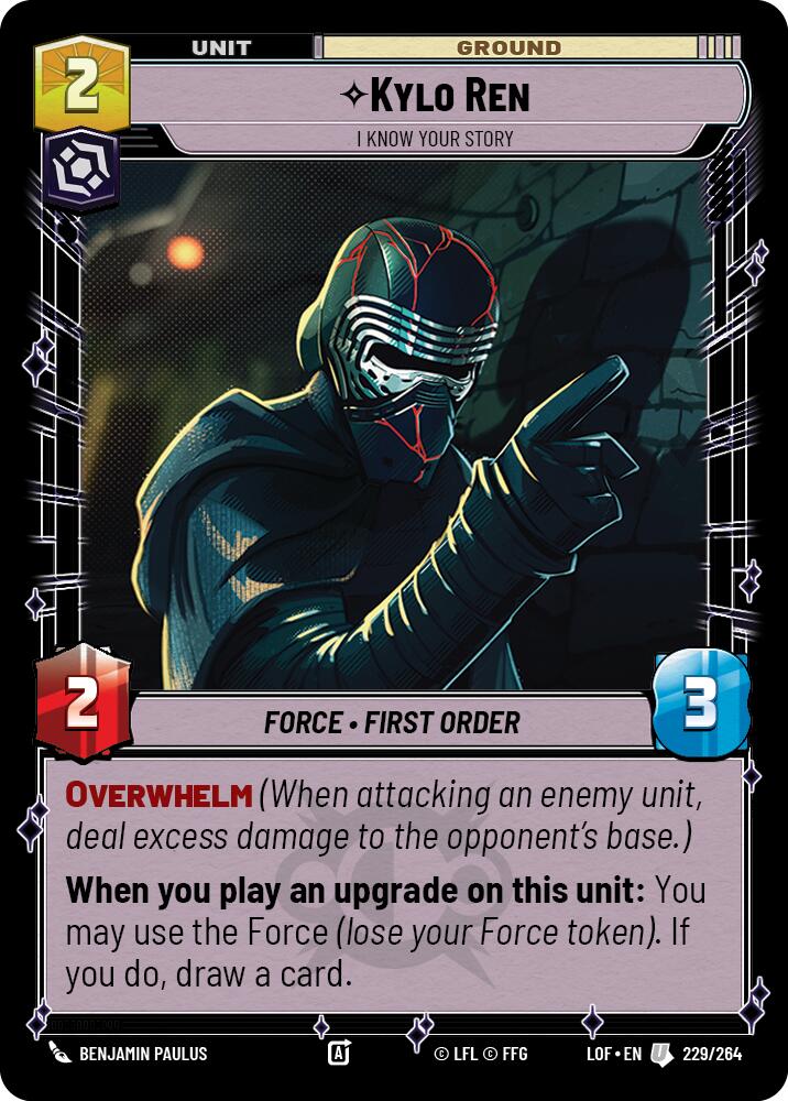 Kylo Ren - I Know Your Story (229/264) (229/264) [Legends of the Force] | Cards and Coasters CA