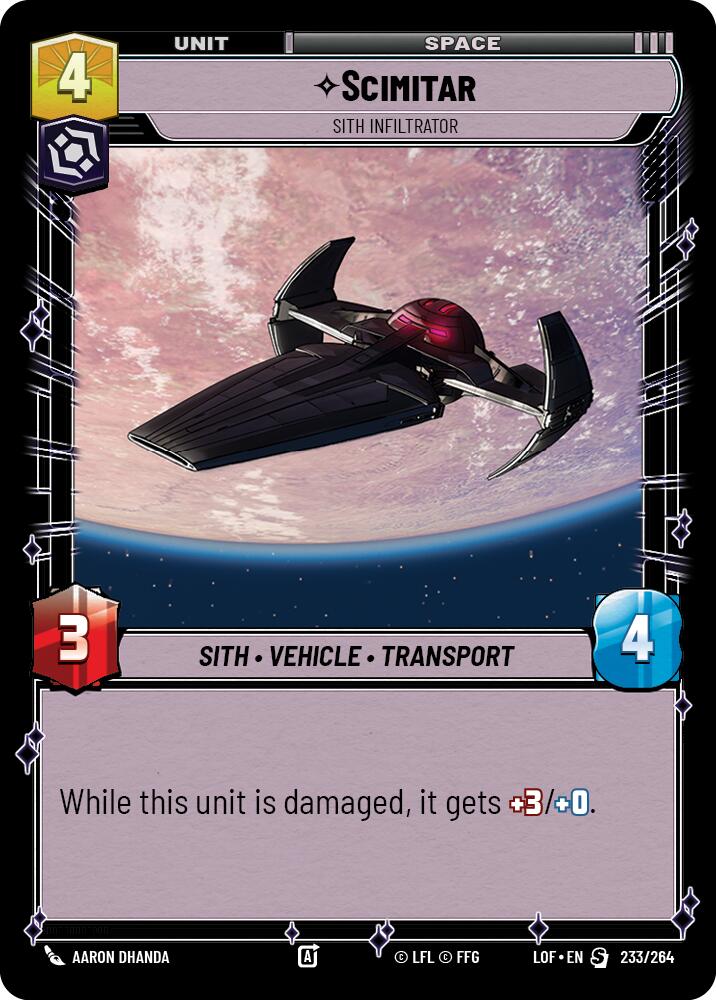 Scimitar - Sith Infiltrator (233/264) (233/264) [Legends of the Force] | Cards and Coasters CA