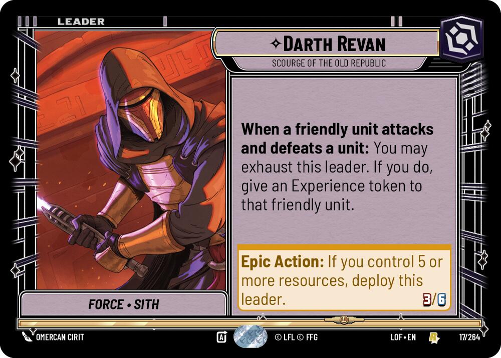 Darth Revan - Scourge of the Old Republic (017/264) (017/264) [Legends of the Force] | Cards and Coasters CA