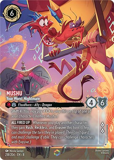 Mushu - Your Worst Nightmare (Enchanted) (218/204) [Reign of Jafar] | Cards and Coasters CA