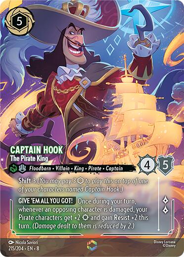Captain Hook - The Pirate King (Enchanted) (215/204) [Reign of Jafar] | Cards and Coasters CA