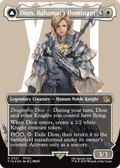 Dion, Bahamut's Dominant // Bahamut, Warden of Light (Borderless) (Surge Foil) [FINAL FANTASY] | Cards and Coasters CA