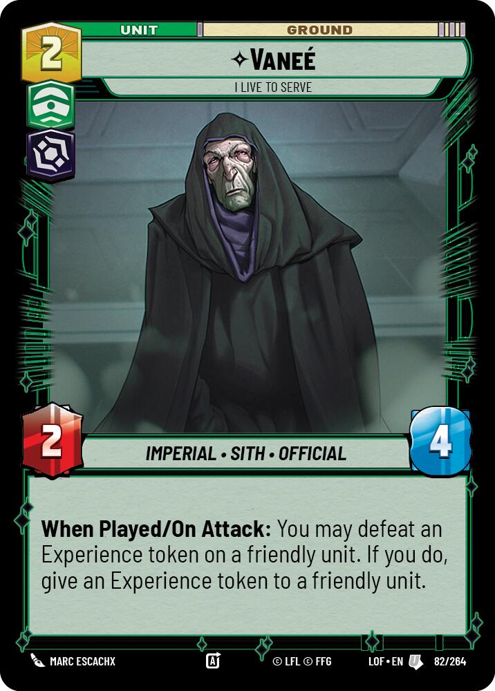 Vanee - I Live to Serve (82/264) (82/264) [Legends of the Force] | Cards and Coasters CA