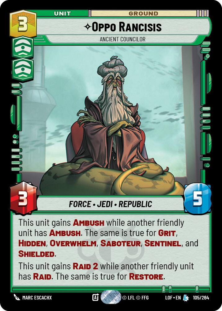 Oppo Rancisis - Ancient Councilor (105/264) (105/264) [Legends of the Force] | Cards and Coasters CA
