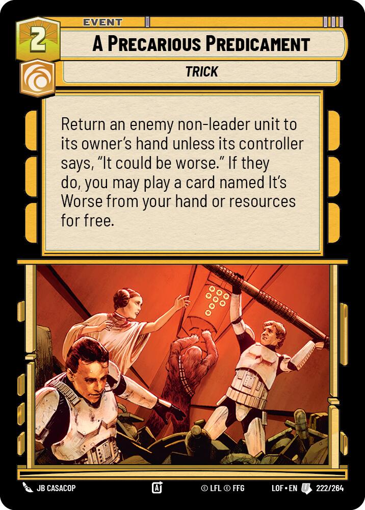 A Precarious Predicament (222/264) (222/264) [Legends of the Force] | Cards and Coasters CA