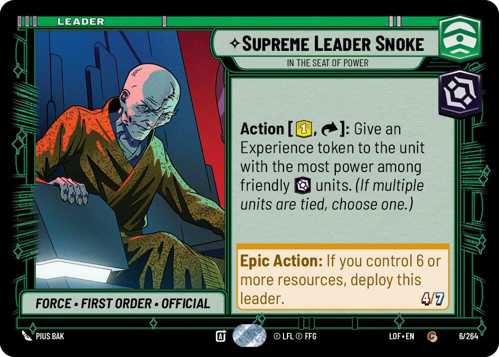 Supreme Leader Snoke - In the Seat of Power (006/264) (006/264) [Legends of the Force] | Cards and Coasters CA