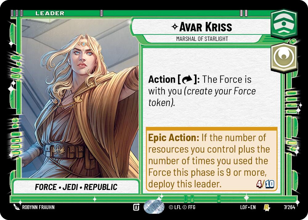 Avar Kriss - Marshal of Starlight (007/264) (007/264) [Legends of the Force] | Cards and Coasters CA