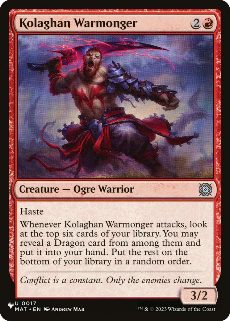 Kolaghan Warmonger [The List] | Cards and Coasters CA