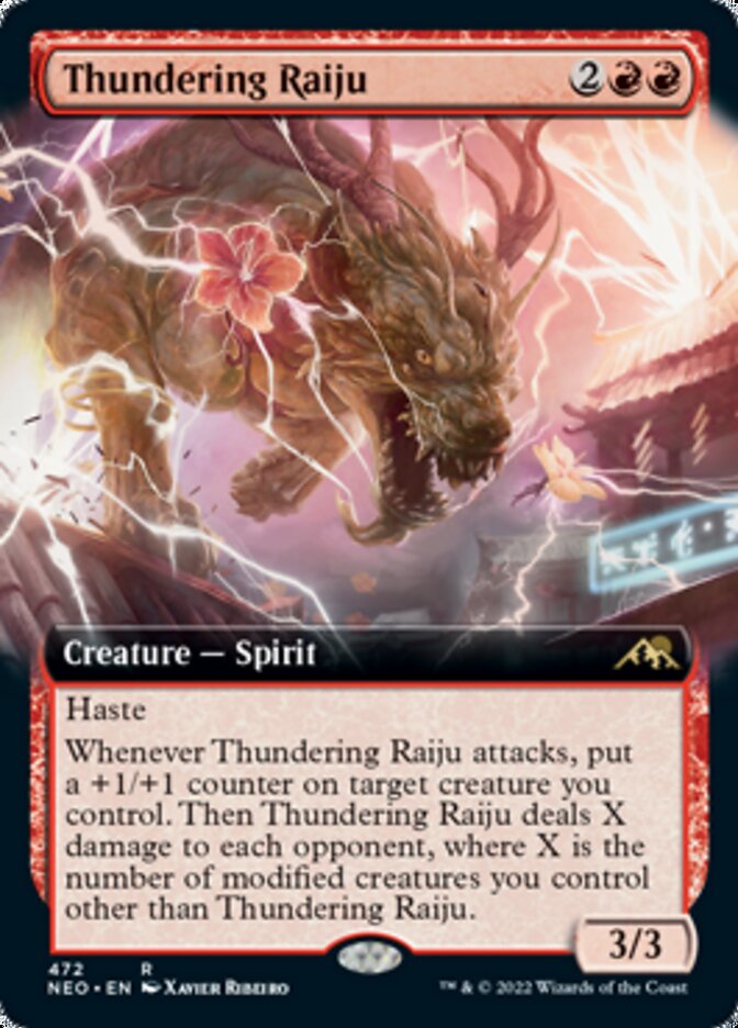 Thundering Raiju (Extended Art) [Kamigawa: Neon Dynasty] | Cards and Coasters CA