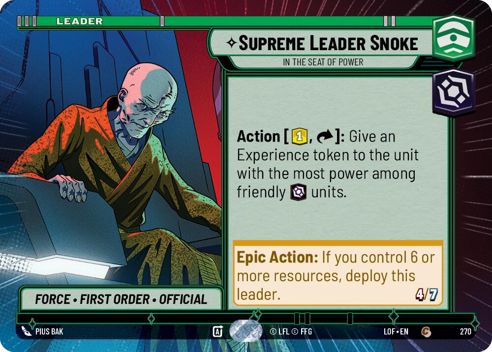 Supreme Leader Snoke - In the Seat of Power (270) (Hyperspace) (270) [Legends of the Force] | Cards and Coasters CA