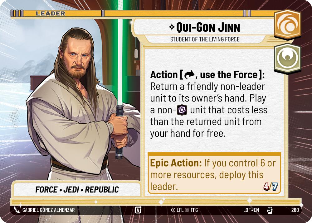 Qui-Gon Jinn - Student of the Living Force (280) (Hyperspace) (280) [Legends of the Force] | Cards and Coasters CA